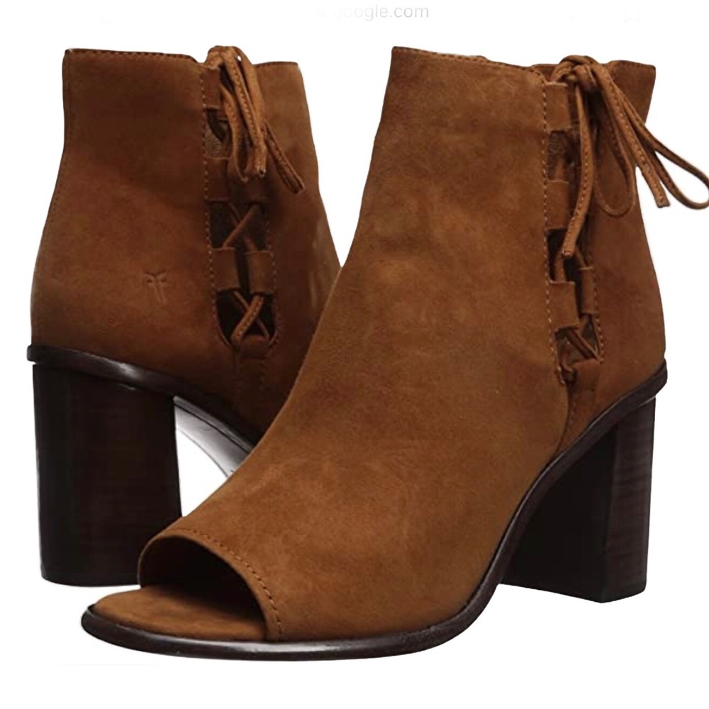 Frye Amy Side Ghillie Open Toe Ankle Boots 9.5